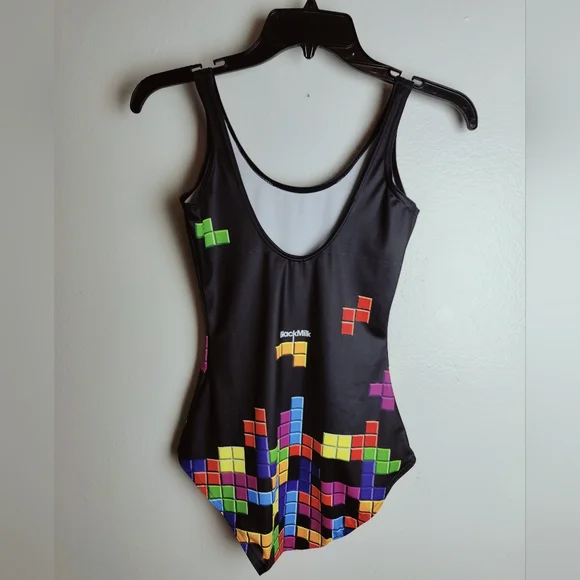 Rare Iconic Blackmilk Tetris Nintendo Gameboy One Piece Swimsuit, Sz Small - Picture 4 of 8